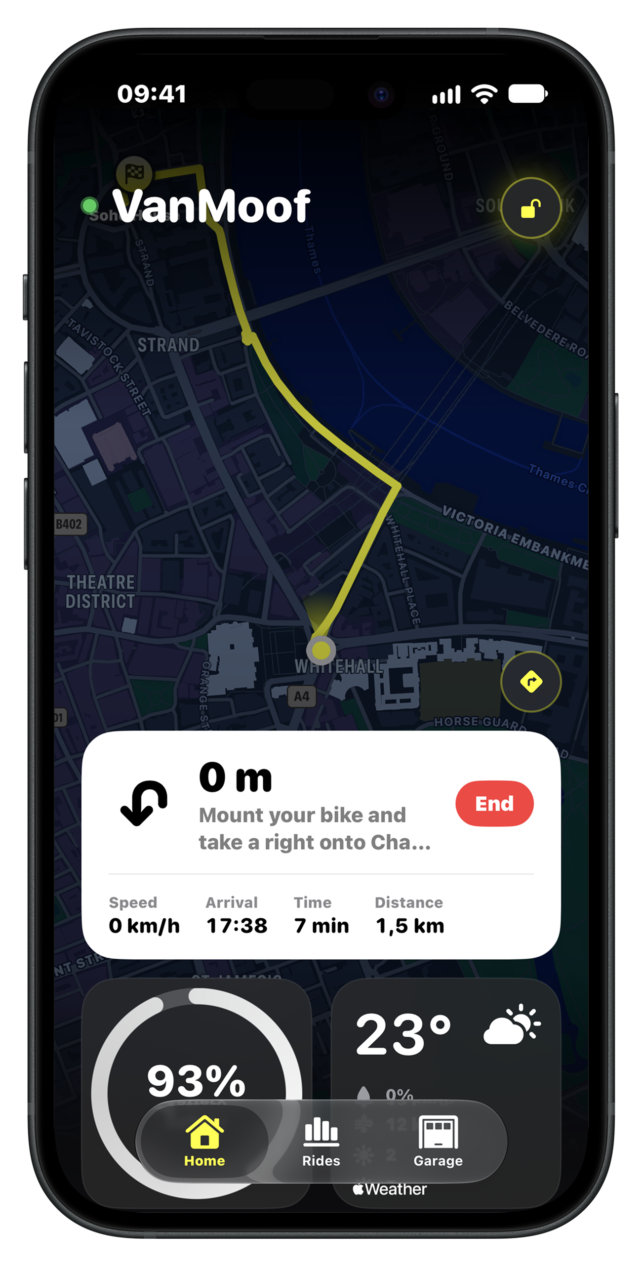 Turn-by-turn e-bike navigation in the Moofie VanMoof app
